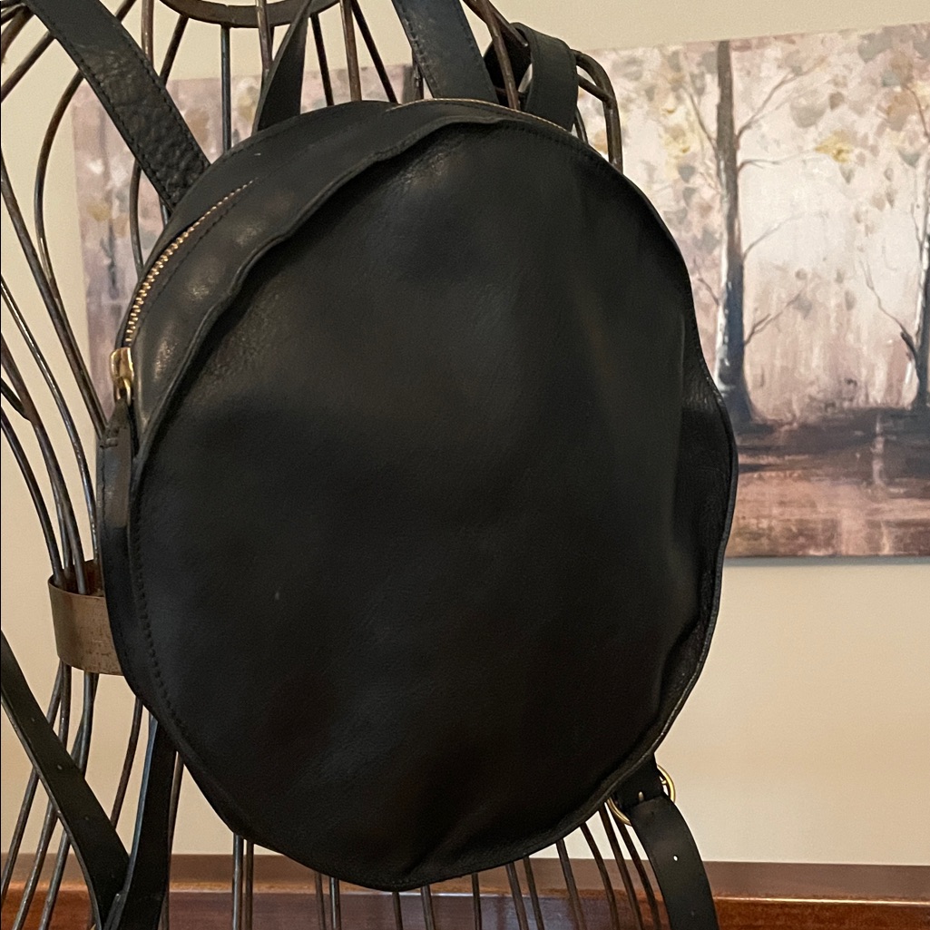 Minor History Black Super Moon Unisex Leather Backpack Excellent